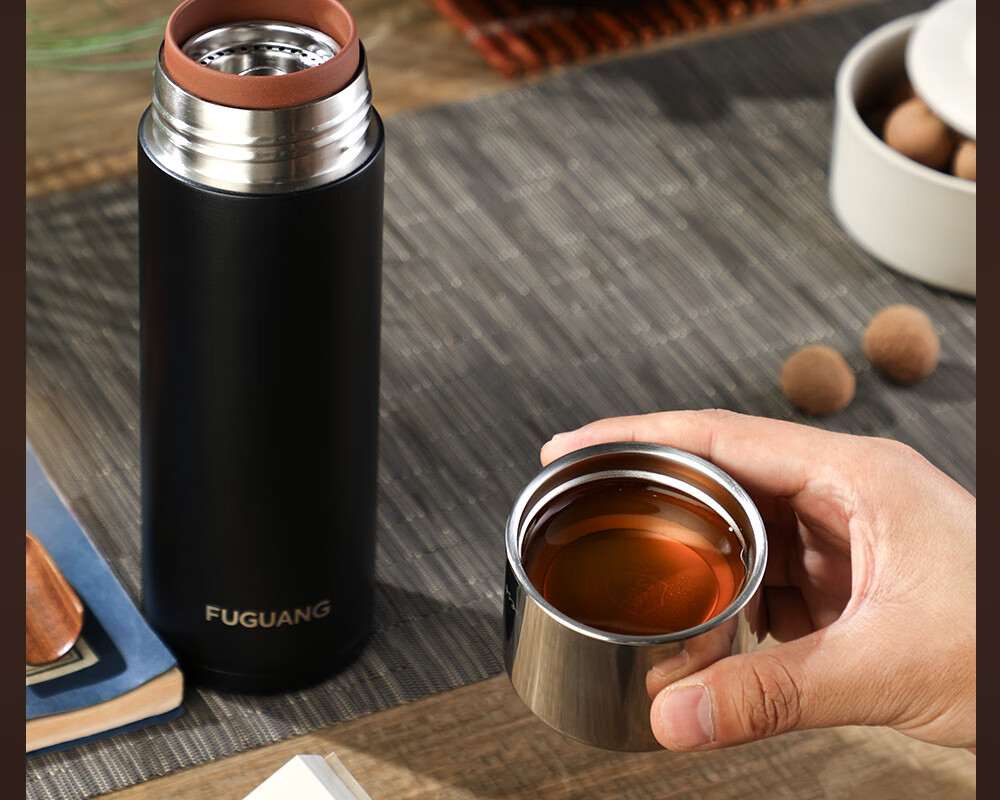 Fuguang Insulated Water Bottle Tea Cup for Men and Women Business Gift Large Capacity Purple Clay Cup 408mL 14