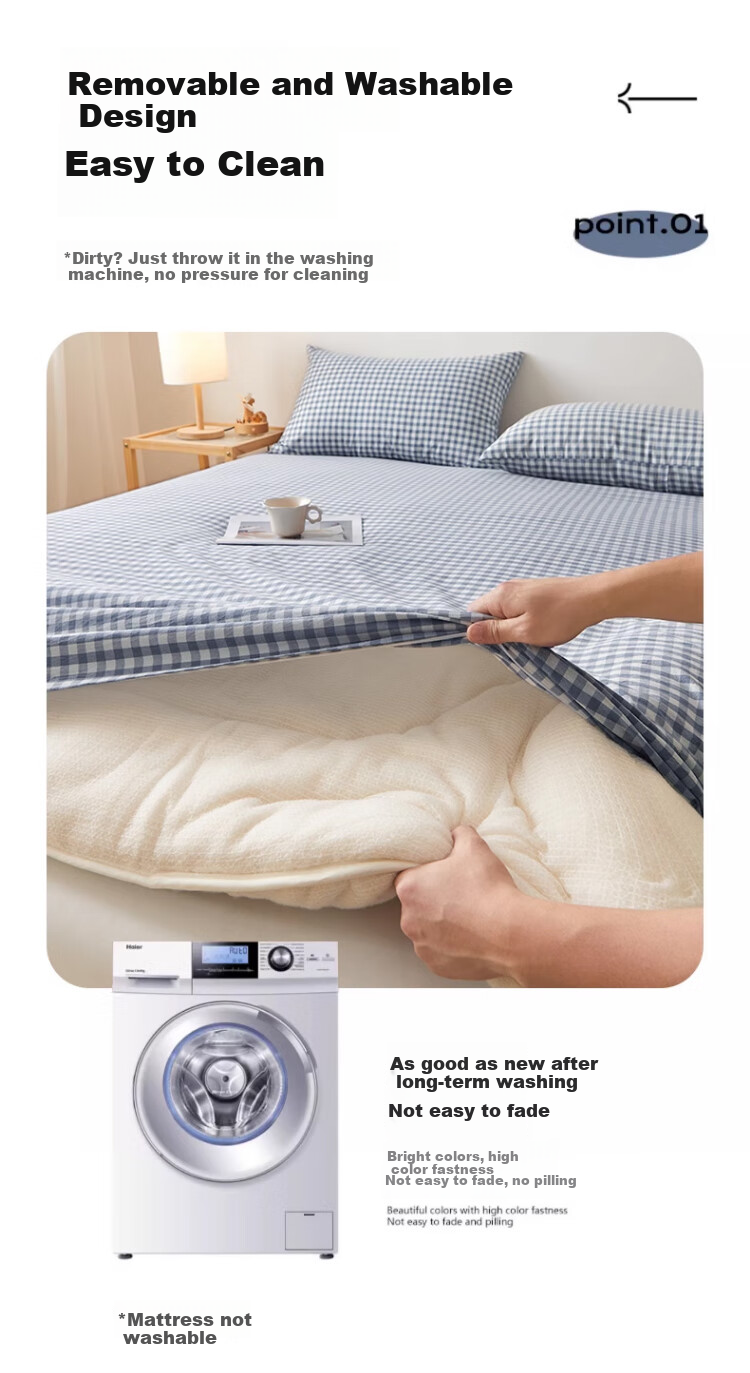 Wuyinliangpin 100% Xinjiang Cotton Mattress Pad, Removable Washable Cover, Pure Cotton Mattress Pad, All-Cotton Quilt, 1.8x2 Meters, 7 Ji 4
