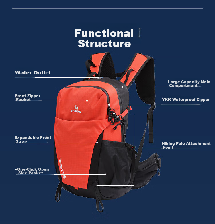 TOREAD Hiking Backpack, Professional Outdoor Travel, 30L Capacity, Lightweight Sports Backpack, Breathable Schoolbag, Yunfeng White 4