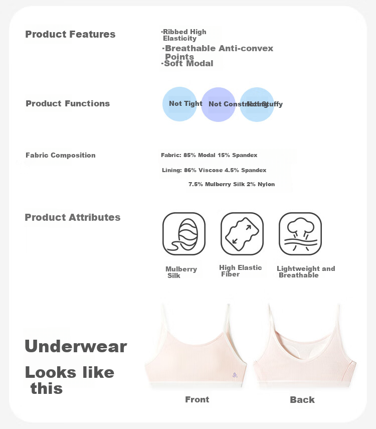 Jiusuiban Children's Underwear, Girls' 80 Modal Silk Development Bra, 8-10 Years Old Girls' Nipple Prevention Camisole Tank Top 2