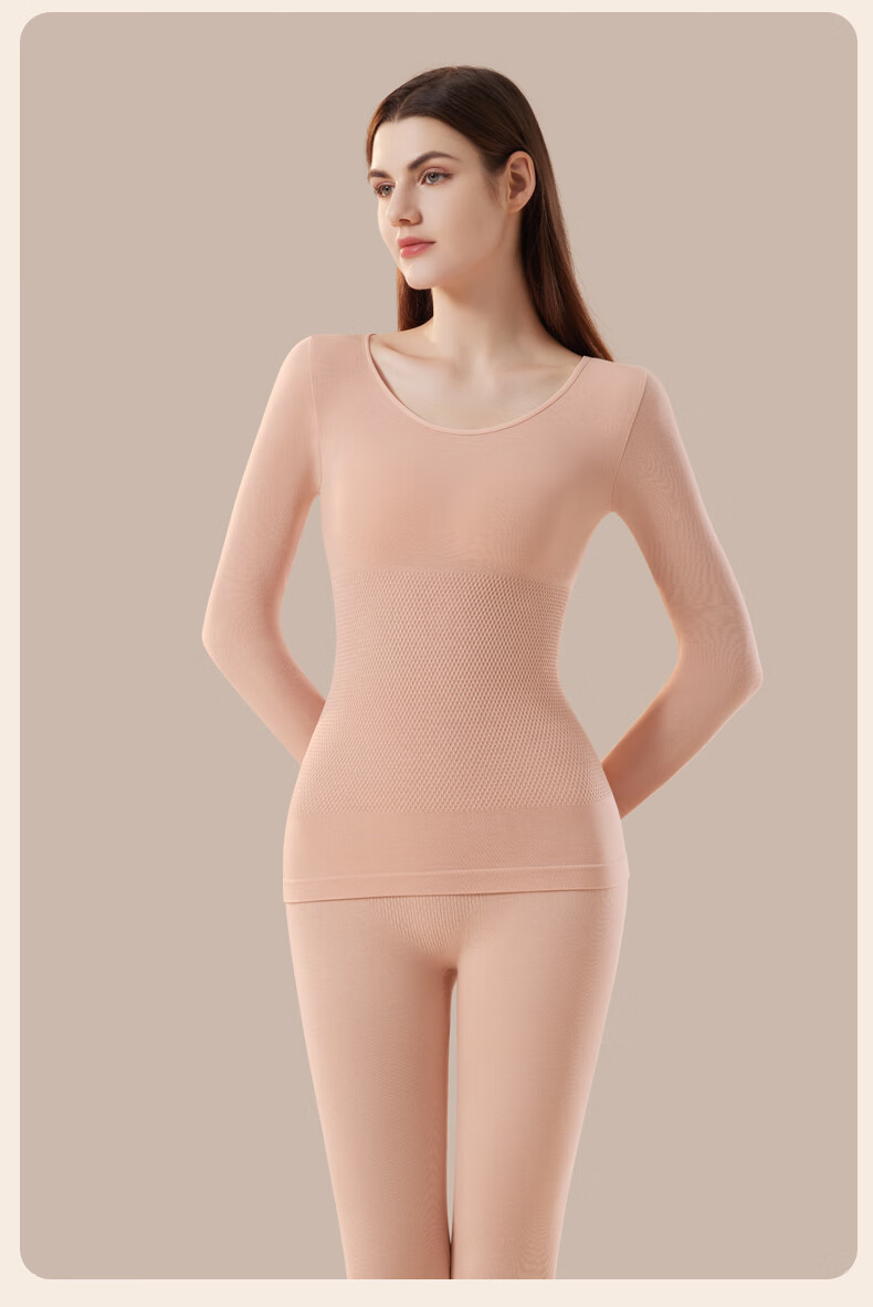 GUJIN Women's Wool Thermal Underwear Set - Seamless Slim Fit Autumn Winter Shaping Bodywear Top and Bottom 18