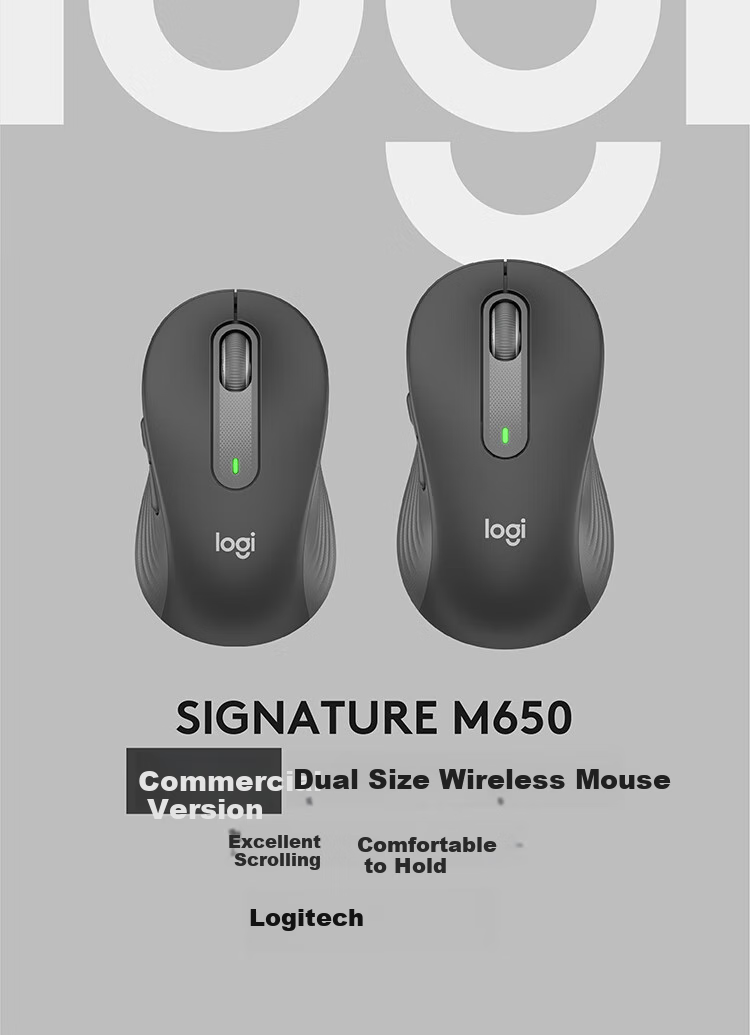 Logitech M650 Enterprise-Grade Wireless Bluetooth Dual-Mode Mouse for Apple And PC, Business Procurement Premium Series, Small And Medium-Sized Hand, Commercial Edition, Black M [Order Bonus] 1