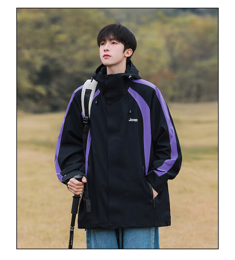 JEEP Men's Outdoor 3-in-1 Windproof Mountaineering Jacket Casual Men's Jacket 13