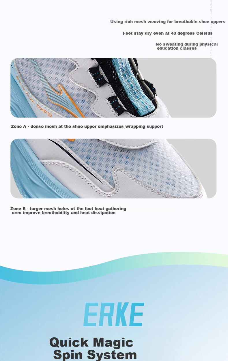 ERKE Kids Boys Girls Sports Shoes Children's Summer Breathable Knob Running Shoes Microcrystalline White/Pale Cherry Pink Size 39 7