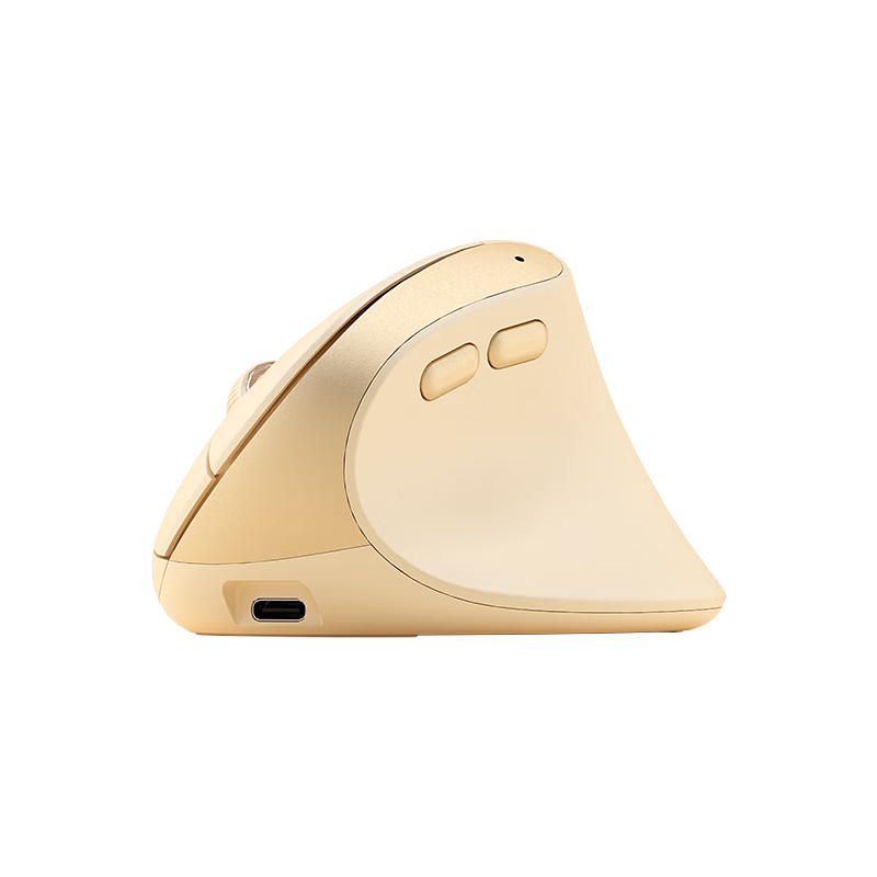 B.O.W Hangshi MD190L Mini Ergonomic Vertical Mouse, Rechargeable Dual-Mode Wireless Bluetooth, Compatible with Laptops, Office Standing Silent Mouse for Women, Milk Tea Color