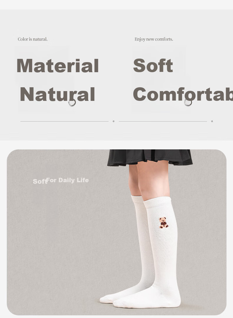 Barbie Girls' Mid-Calf Socks, Children's Long Socks, Spring And Autumn Cotton Socks, White Calf-Length Socks for Girls, Student Half-Leg Long Socks 2