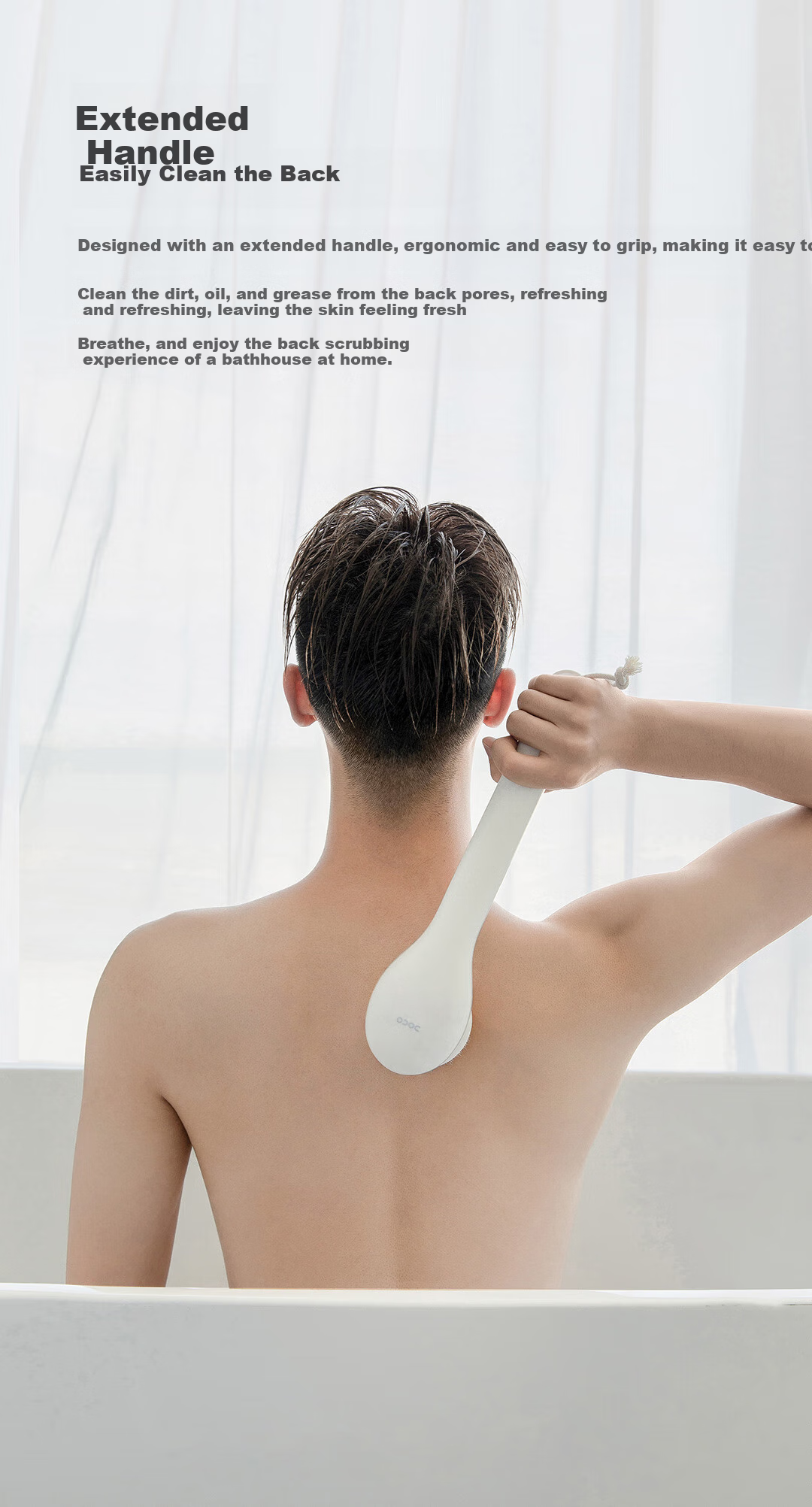 DOCOLAB Electric Bath Brush, Lazy Person's Shower Massage Brush, Back Scrubber, Long Handle Bath Exfoliating Tool, Holiday Gift for Parents 10