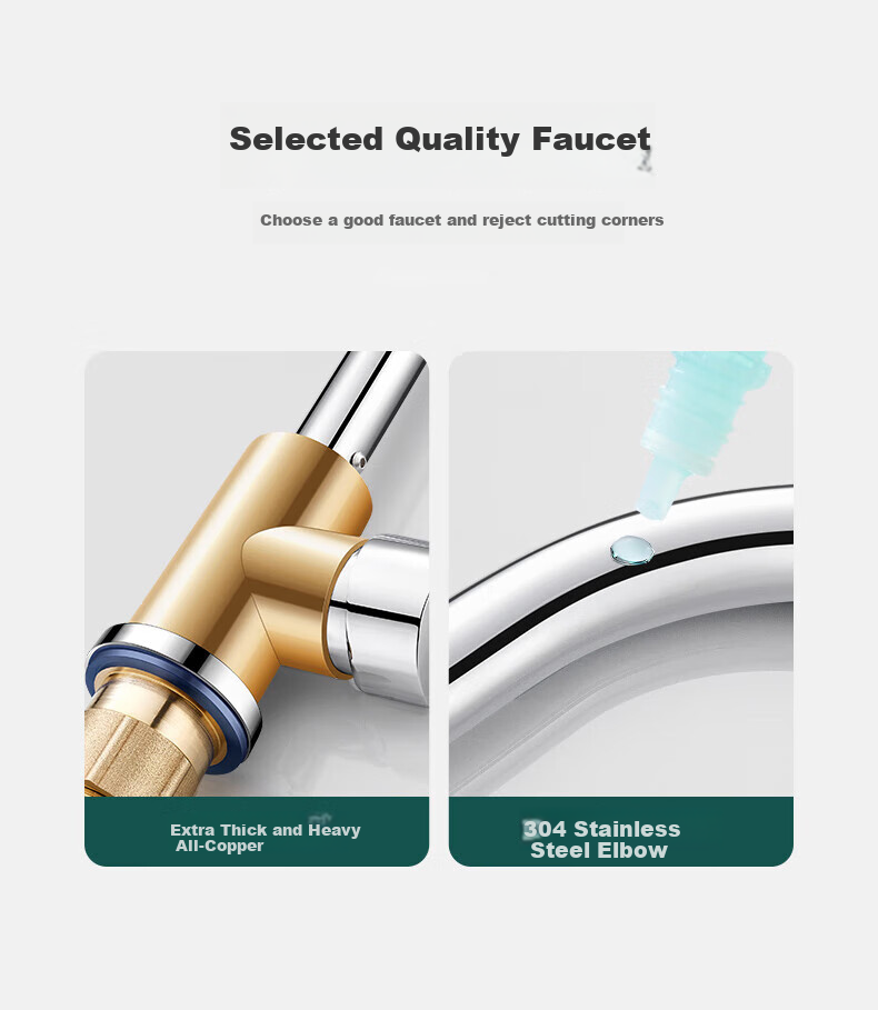 IVORPO [Germany] All-Copper Kitchen Faucet, Hot And Cold Two-In High-Throw Body, Swivel Vegetable Washing Basin Faucet, CPLT 11