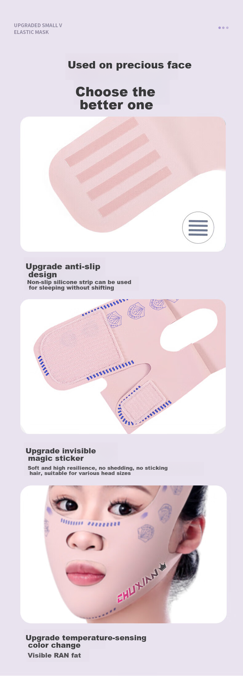 Chuxian Mask Tightening Device, Lifting Bandage, Nasolabial Folds Enhancement, Double Chin Reduction, Facial Sleep Masking, V-Face Sculpting 12