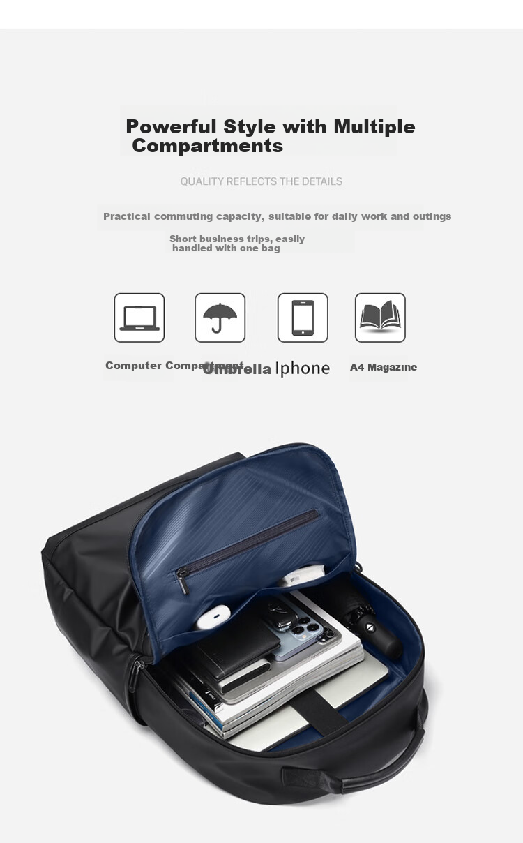 GOLF Backpack for Men, Casual Double Shoulder Bag, 15.6-Inch Laptop Bag, Water-Resistant Student Backpack for Travel And Business Trips 9
