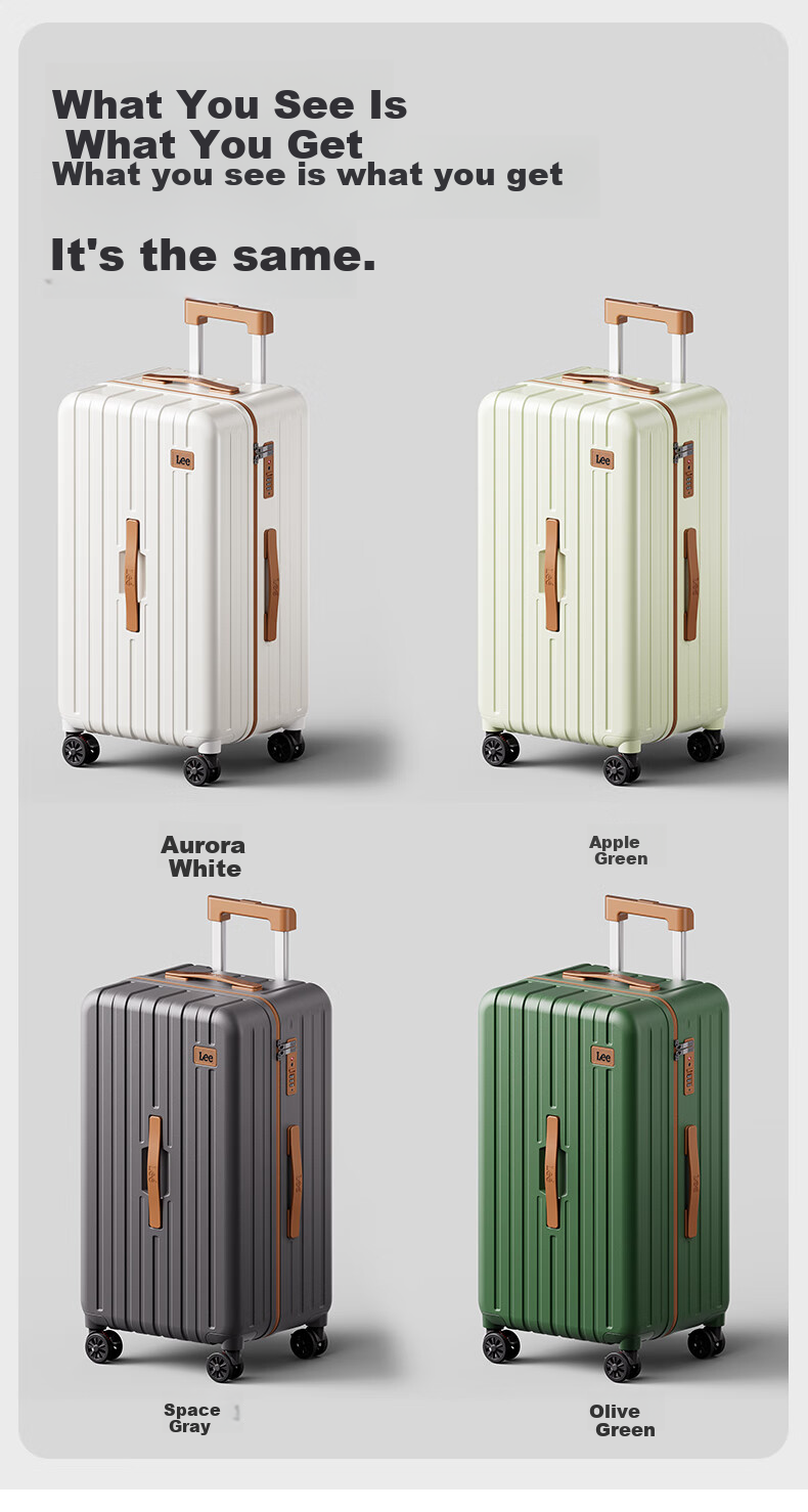 Lee High-Quality Large-Capacity Thickened Suitcase, Trolley Case, Student Carry-On Luggage, Travel Password Lock Suitcase, Aurora White, 20 Inch 14