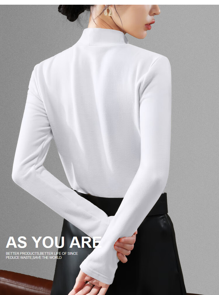 Yuzhaolin Women's Half Turtleneck Base Shirt with Hyaluronic Acid Double-Sided Fleece Thermal Innerwear Top Black 7