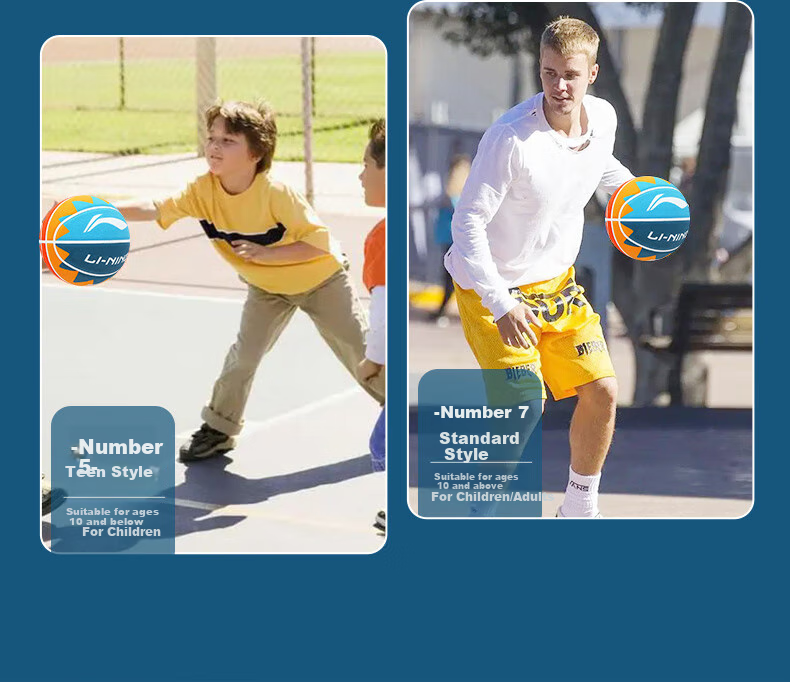 Li-Ning Basketball for Indoor And Outdoor Use on Cement Courts And Rubber Surfaces, Size 7 Basketball LBQK697-2 4