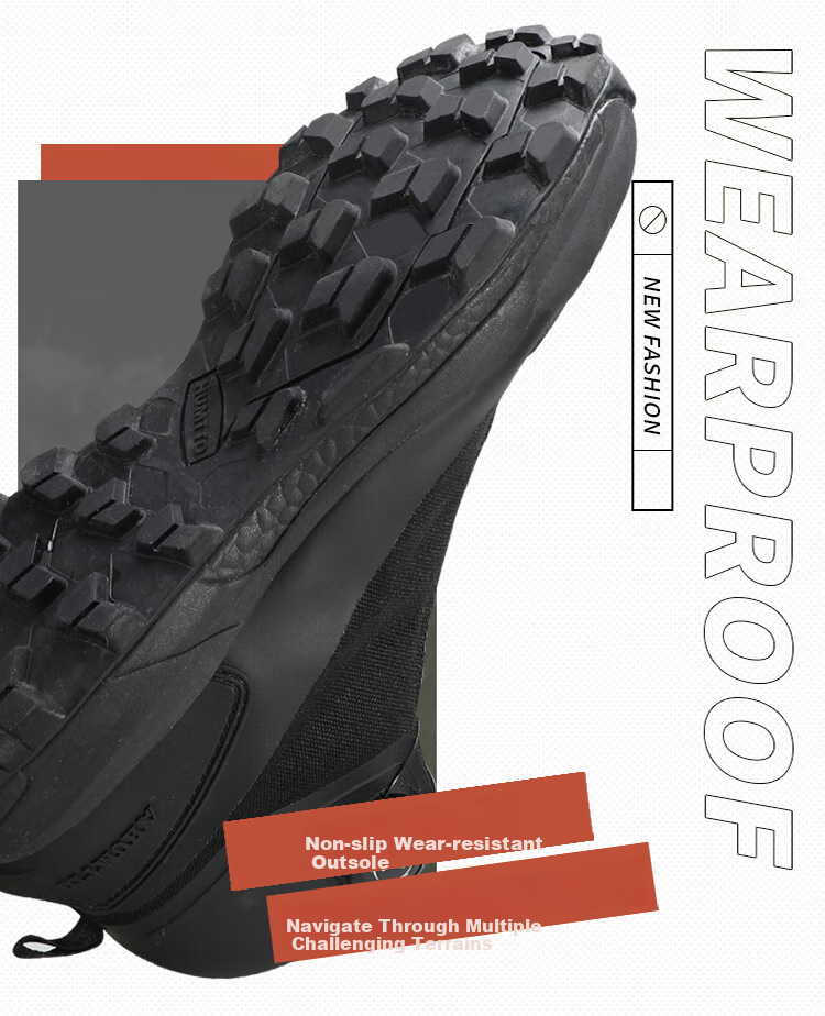HUMTTO High-Top Hiking Boots for Men, Non-Slip Wear-Resistant Trekking Shoes with Rotating Buckle, Portable Lace-Up Casual Men's Shoes, Black, Size 44 6