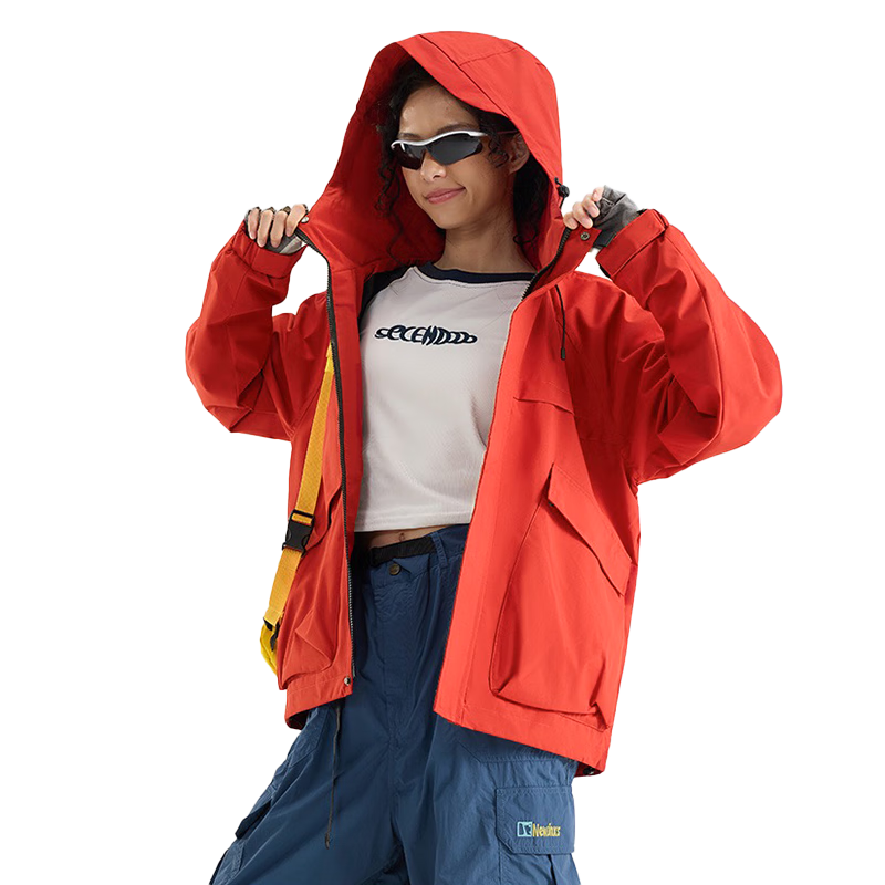 BOPRUIEY Unisex Outdoor Waterproof Windproof Hooded Jacket Autumn American Style Hiking Mountaineering Coat