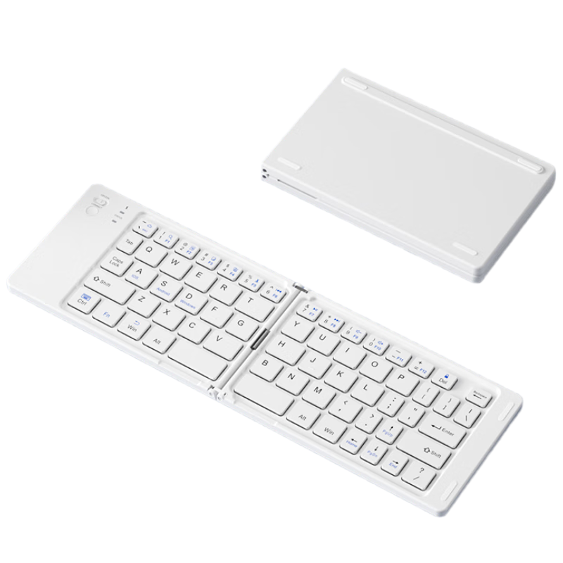 B.O.W Hangshi X23S Wireless Bluetooth Folding Keyboard Ultra-thin Rechargeable Portable Silent Mini Keyboard for Office iPad Tablet Mobile Phone White