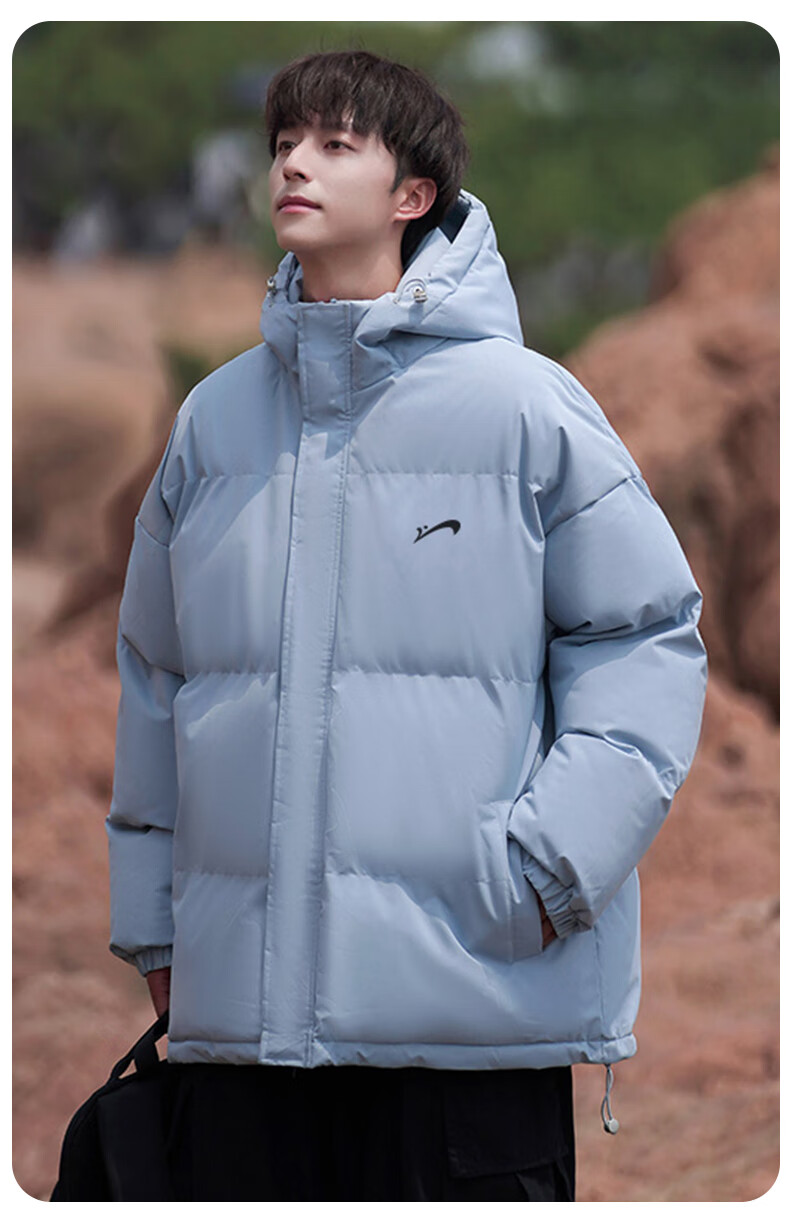 Guirenniao Autumn Winter Men's Hooded Cotton Padded Jacket Thickened Warm Windproof Coat Gray Green 2XL 15