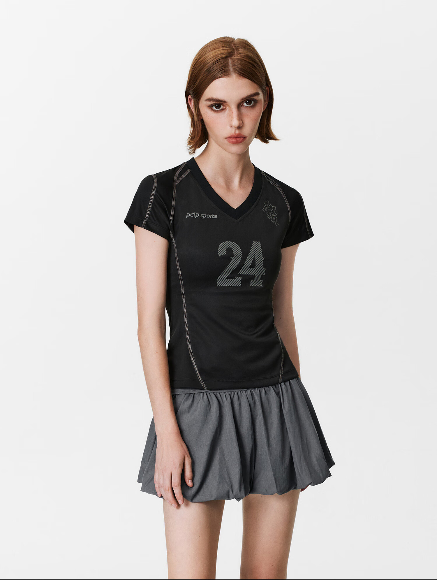 PCLP V-Neck Digital Football Short Sleeve Summer Slim Fit American Sports T-Shirt for Women Blue S 6