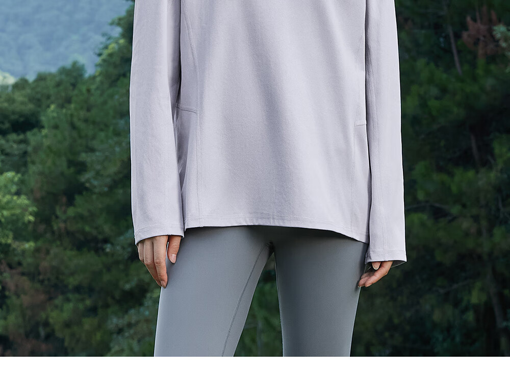 HERDE PEOPLE Muxuangzhe Autumn Half-Open Collar Long Sleeve T-Shirt Unisex Couple 10A Antibacterial Sports Moisture-Wicking Knitwear Moonlight Gray XL 15