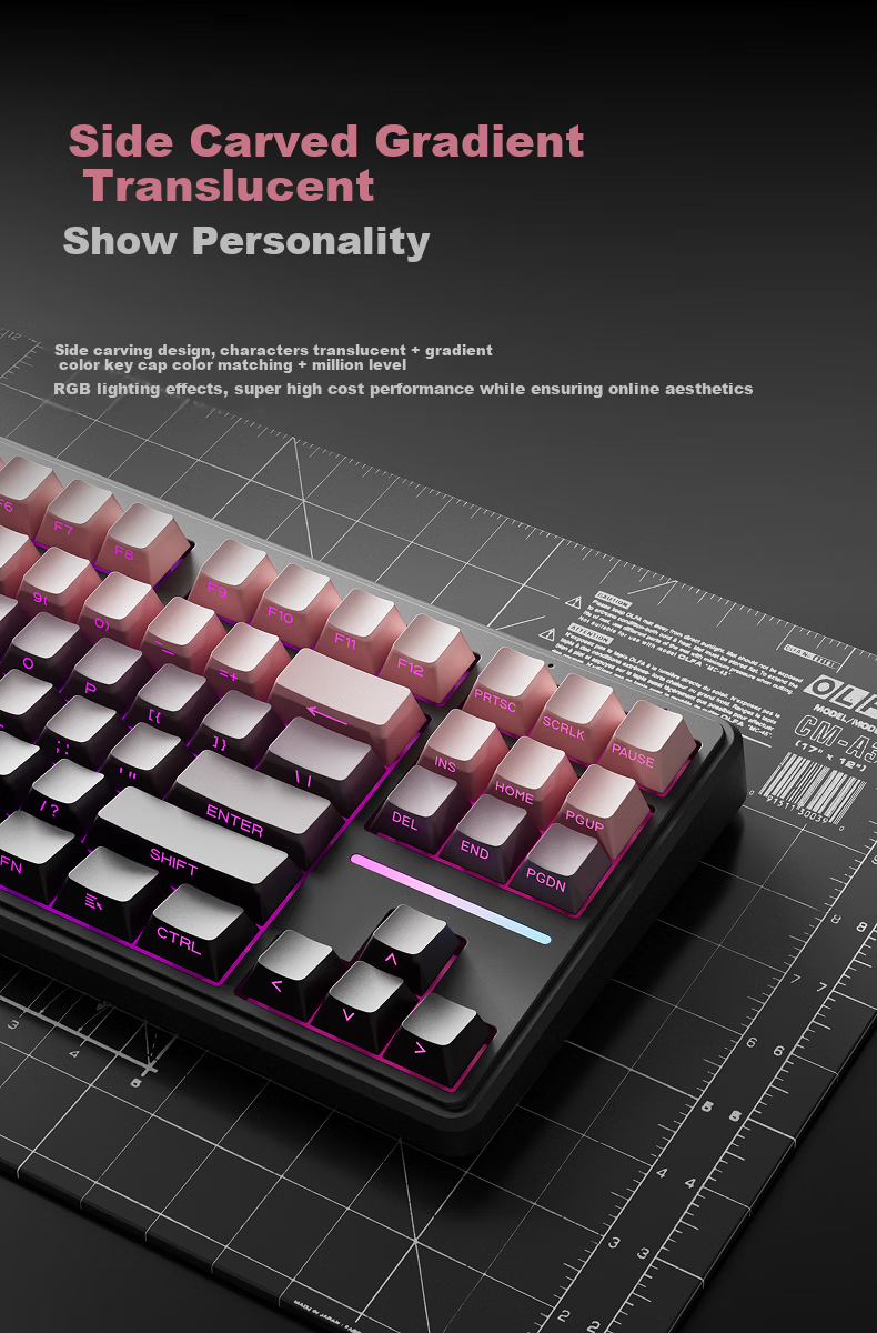 EWEADN V80 Wired Silent Keyboard with Real Mechanical Feel, High Aesthetic Value, Gradient Side Engraving, Portable 87-Key Layout for Women's Office, Laptop Gaming, E-Sports RGB Backlit Peripherals 2