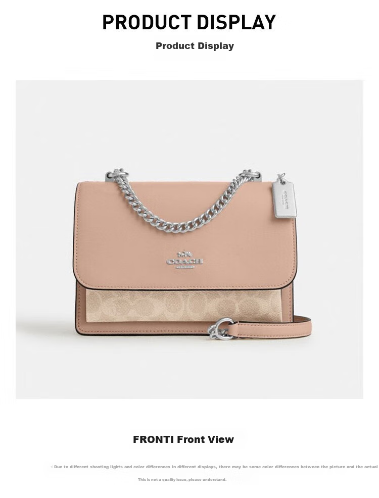 COACH [Brand Direct Supply], Women's KLARE Small Accordion Crossbody Bag, Light Khaki Color-Block CV978, New Year's Gift 3