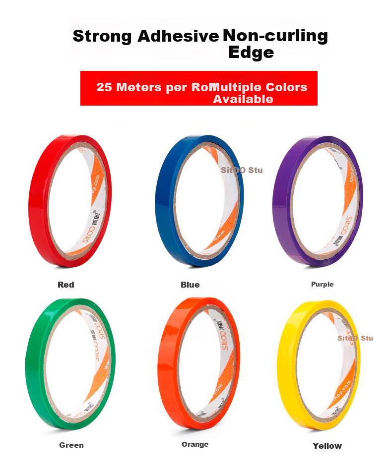 Sitoo Colored Tape, 5S Management, Laboratory Warning Line, Yellow 7 Rolls, Factory Identification, Desktop Marking Tape, 5s Positioning Adhesive Tape 6