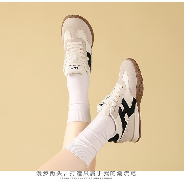 Warrior Dexun Women's Trendy Retro Sneakers, Low-Top Casual Shoes, Versatile Women's Footwear, WXY-M906MJ, Gray-Beige Size 40 2