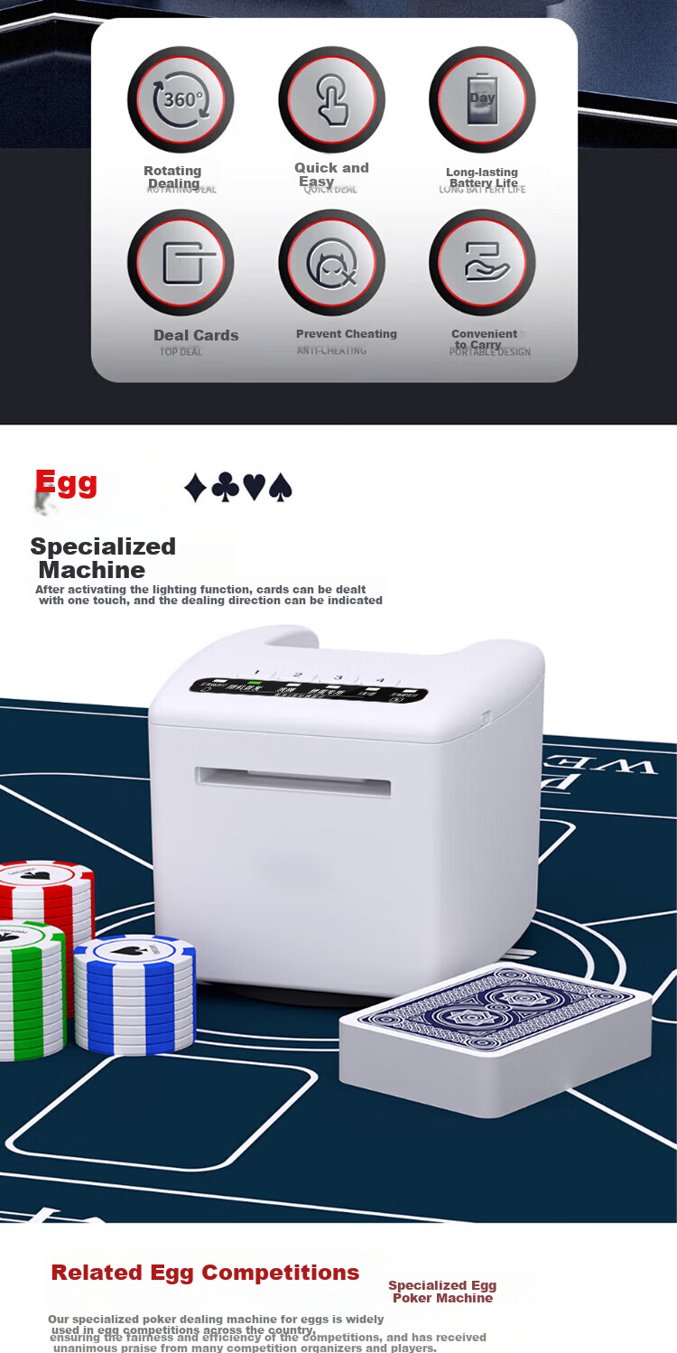 Dechen Automatic Card Shuffler And Dealer, Poker Machine for Guandan, Specialized Texas Hold'em Card Shuffler All-In Device 2