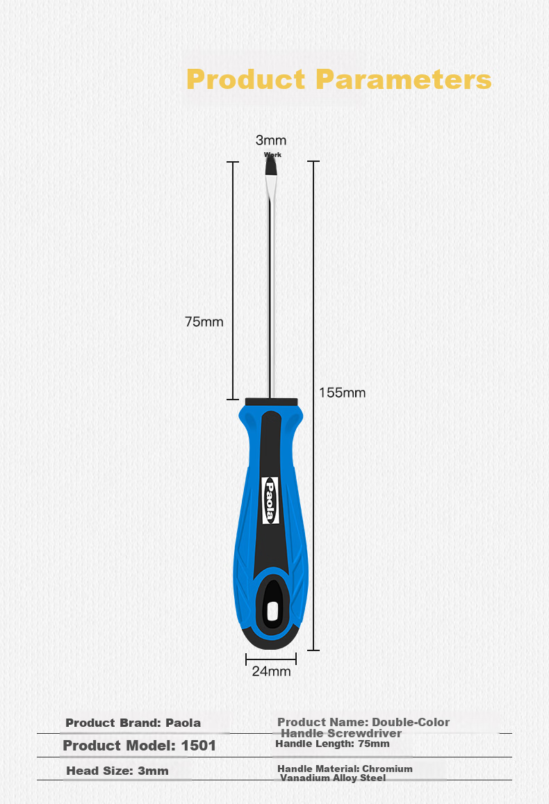 Paola Screwdriver, Phillips Head 6*250mm, Non-Slip with Strong Magnet, Extended Screwdriver, Flathead to Phillips Conversion Tool 1535 3