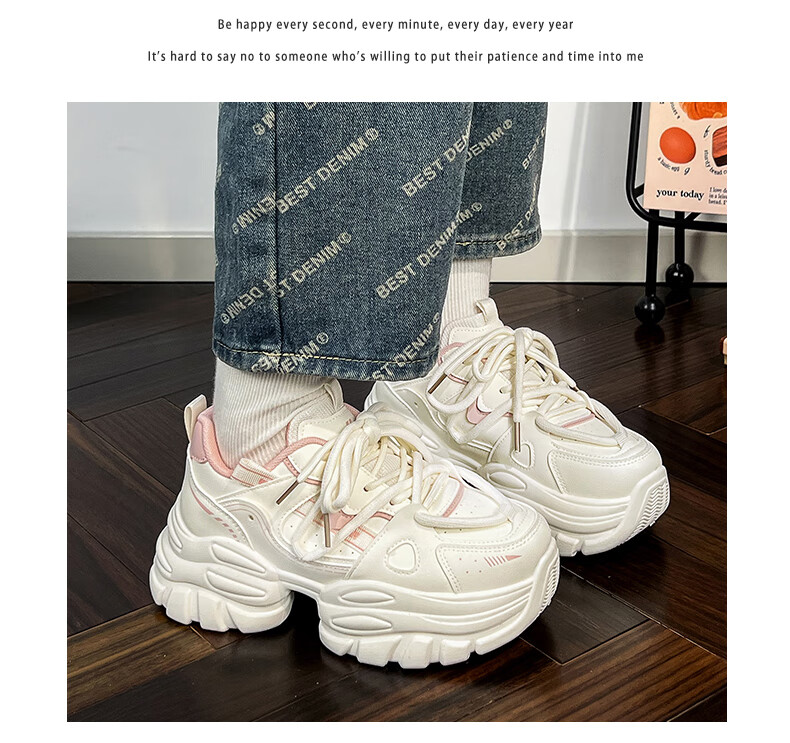 Warrior Women's Dad Sneakers 2026 Spring New Leather White Thick Sole Height Increasing Casual Sports Shoes 3