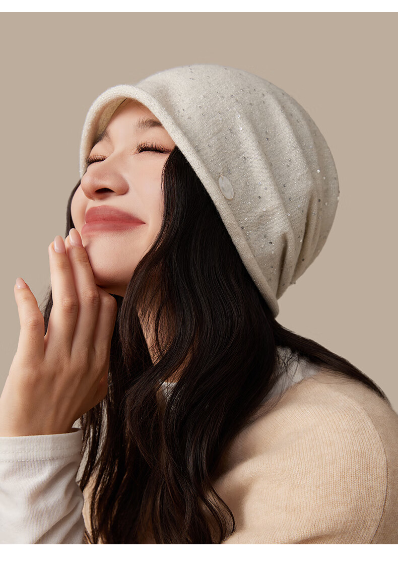 CACUSS Women's Spring Autumn Slouchy Thin Knit Beanie Large Head Circumference Woolen Hat Fashion Pullover Hat Gray 8