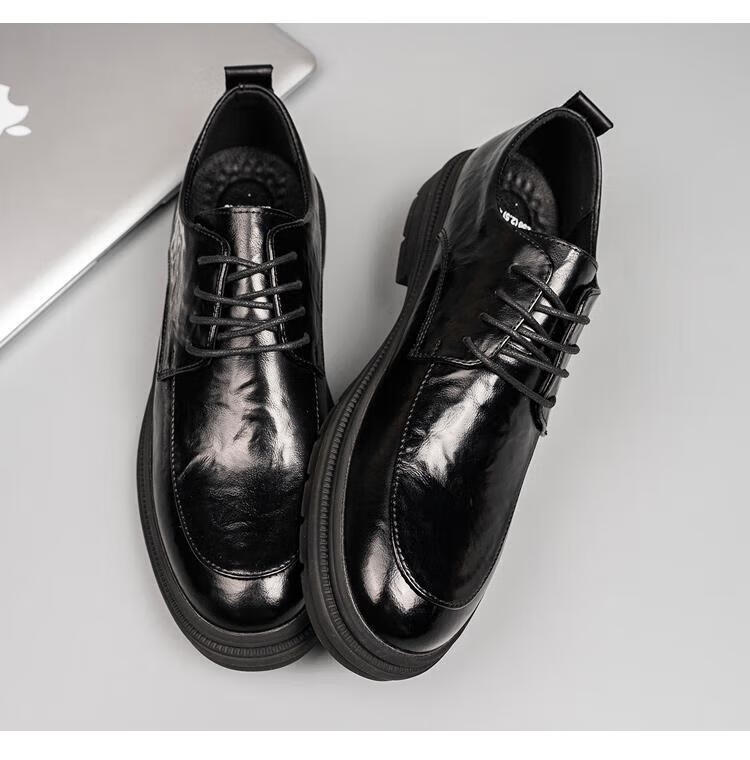 Jingzhenlianggong Men's Genuine Leather Dress Shoes 2026 Spring Business Lace-up Derby Black Size 40 14