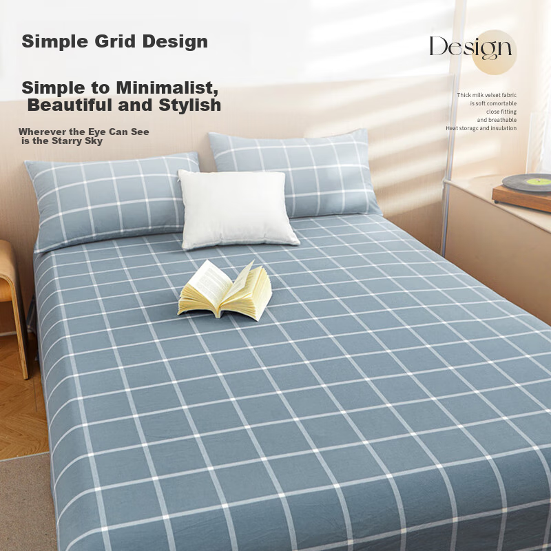 Wuyinliangpin Class A Pure Cotton Bed Sheet Single Piece, Cotton Household Double Bed Sheet 245*250cm