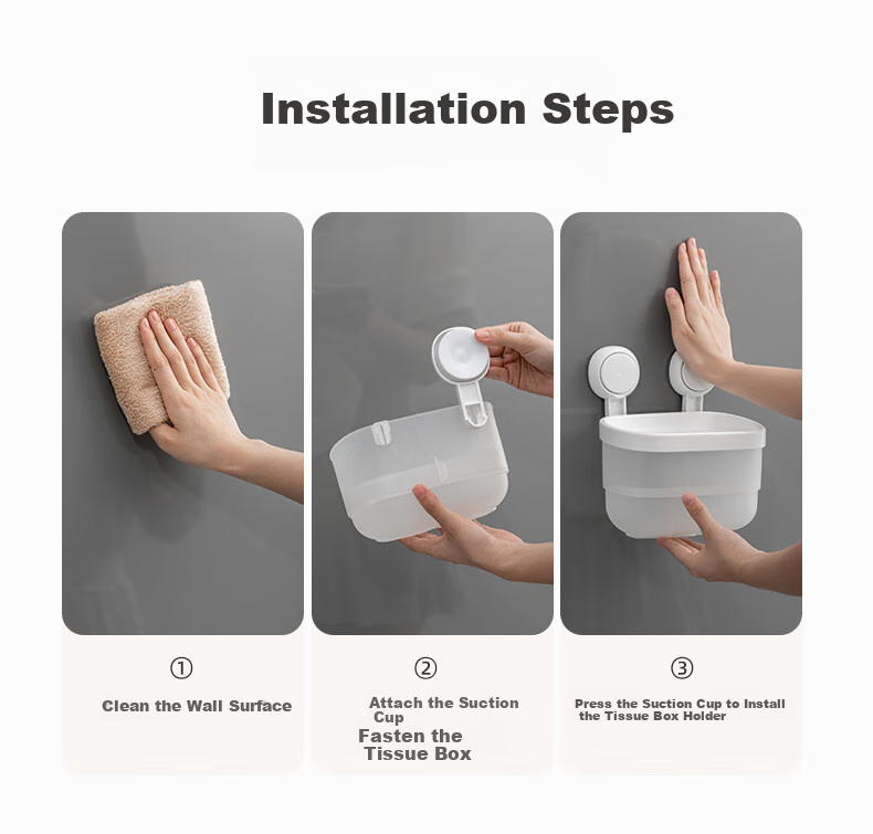 Taili Suction Cup Bathroom Tissue Box, Toilet Paper Holder, Wall-Mounted Storage Rack, Waterproof, No Drilling Required 26