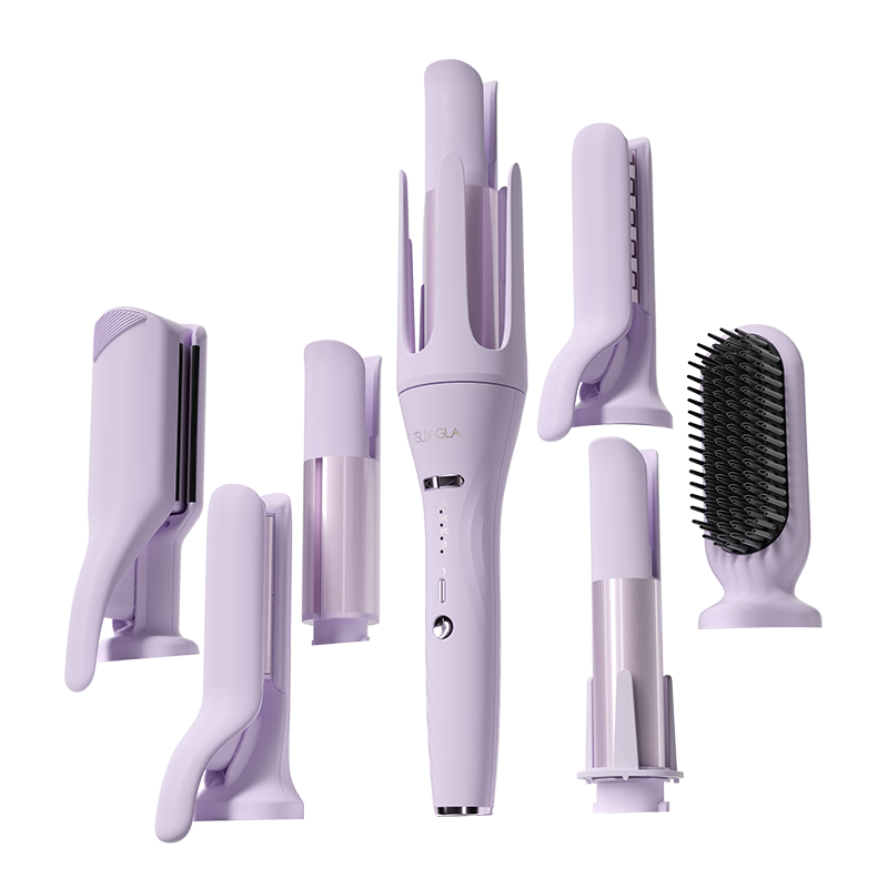 Cuiya 32mm Automatic Curling Iron 7-in-1 Hair Curler Big Curl Egg Roll Straightening Comb Corn Clip Volumizer Negative Ion Hair Care Damage-Free Gift for Women T313