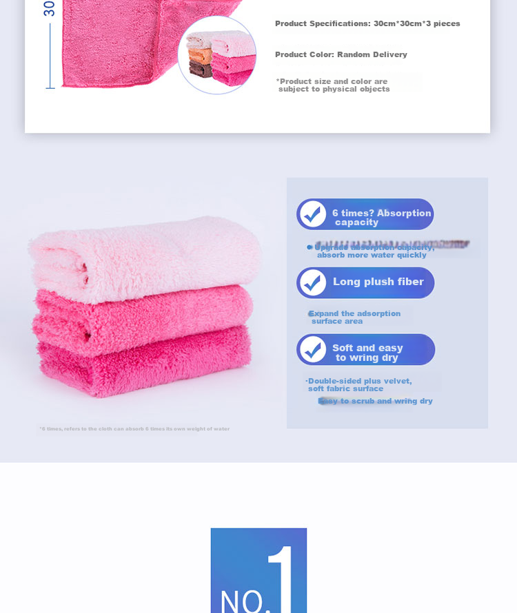 MIAOJIE Magic Cleaning Cloth, 30*30cm, 3-Pack, Bathroom Wiping Cloth, Kitchen Household Essential, Absorbs More Water 2