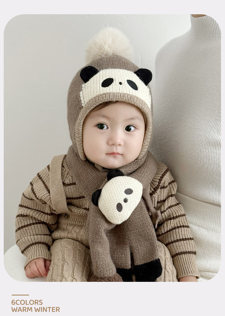 Benaxi Baby Hat Autumn Winter Boys Cute Knitted Hat Infant Winter Wool Hat Outdoor Ear Protection Hat Scarf 19