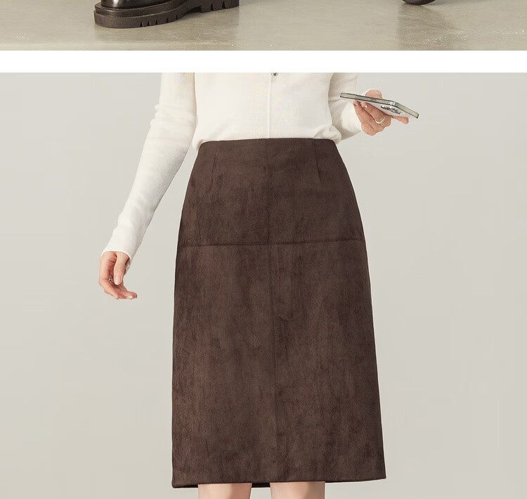 Sentubila Petite Velvet Midi Skirt for Women Autumn Elegant Split Straight Slim Fit Age-Reducing Skirt 6