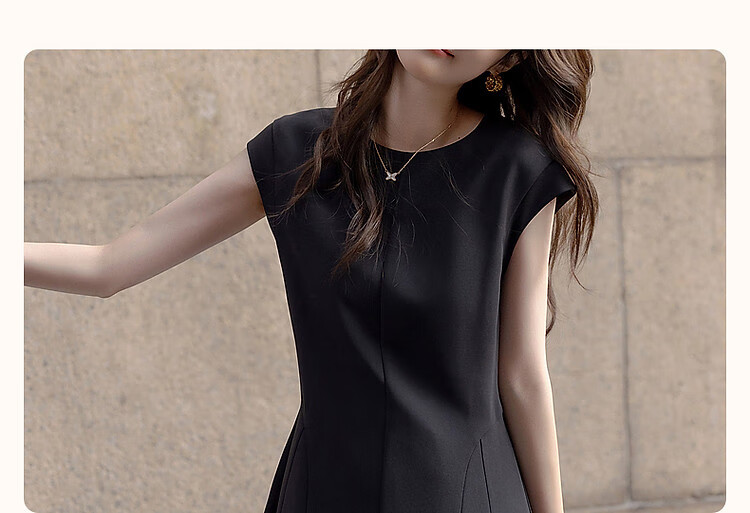 Demana French Princess Dress Summer Urban Elegant Vintage Round Neck Sleeveless Waist-Slimming Mid-Length Dress for Women 3
