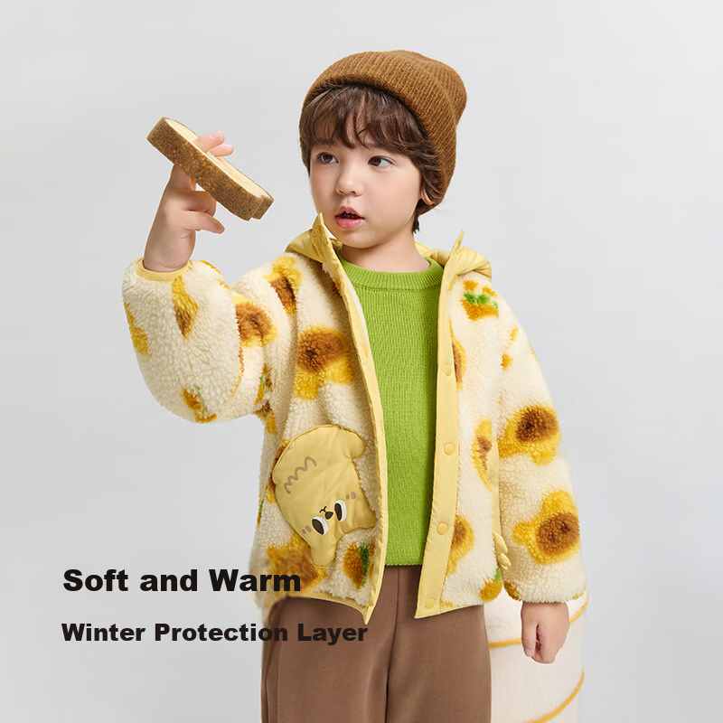 BALABALA Children's Outerwear, Girls' And Boys' Autumn And Winter Fleece Jacket, Anti-Static Warm Clothing, Soft And Cute