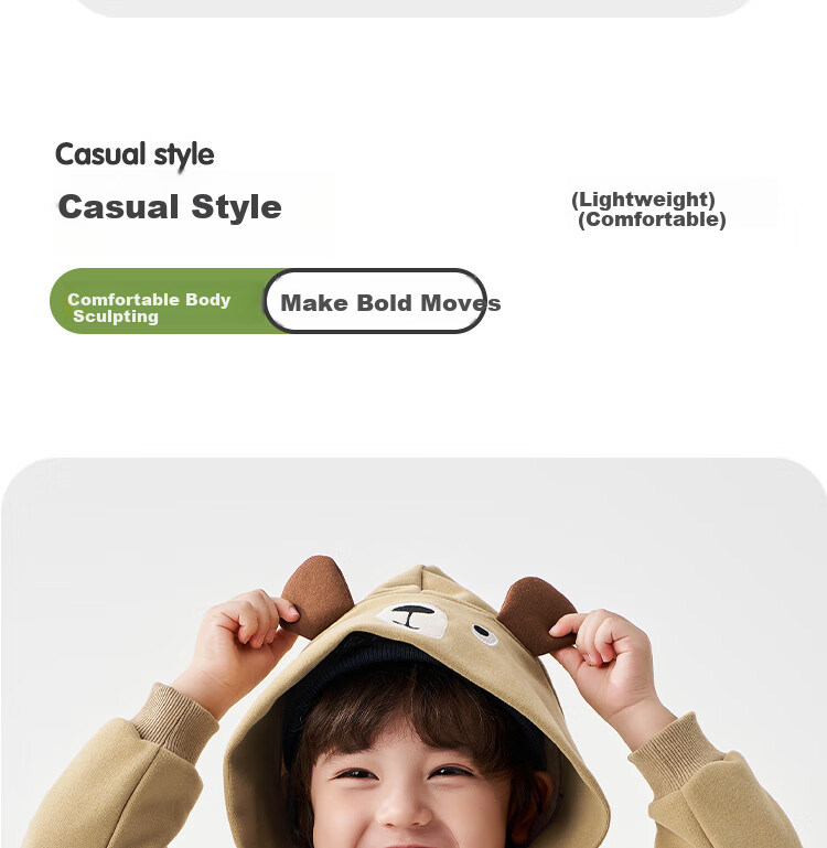 Badibadi Spring And Autumn Infant Boy's Hooded Jacket, Cardigan, Sports Casual Versatile Outerwear, Meishijia Bear, Size 80 4