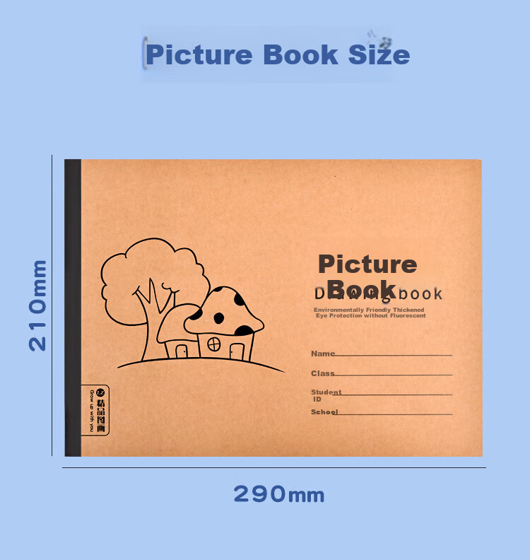 BOJIAO Children's A4 Sketchbook, Glue-Bound Kraft Paper, Thick Drawing Pad, Kindergarten And Elementary School Student Art Paper, Doodle Book, A4 Size [50 Sheets/book] Pack of 4 2