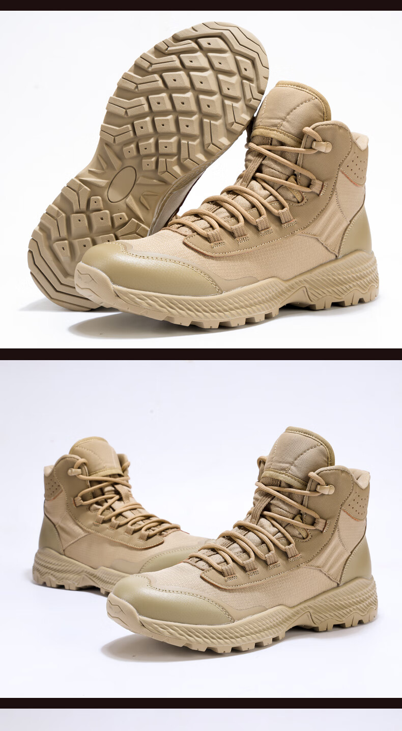 Jingzhen Desert Combat Boots Men Outdoor Hiking Military Tactical Mid-High Waterproof Rescue Work Boots New Model 10