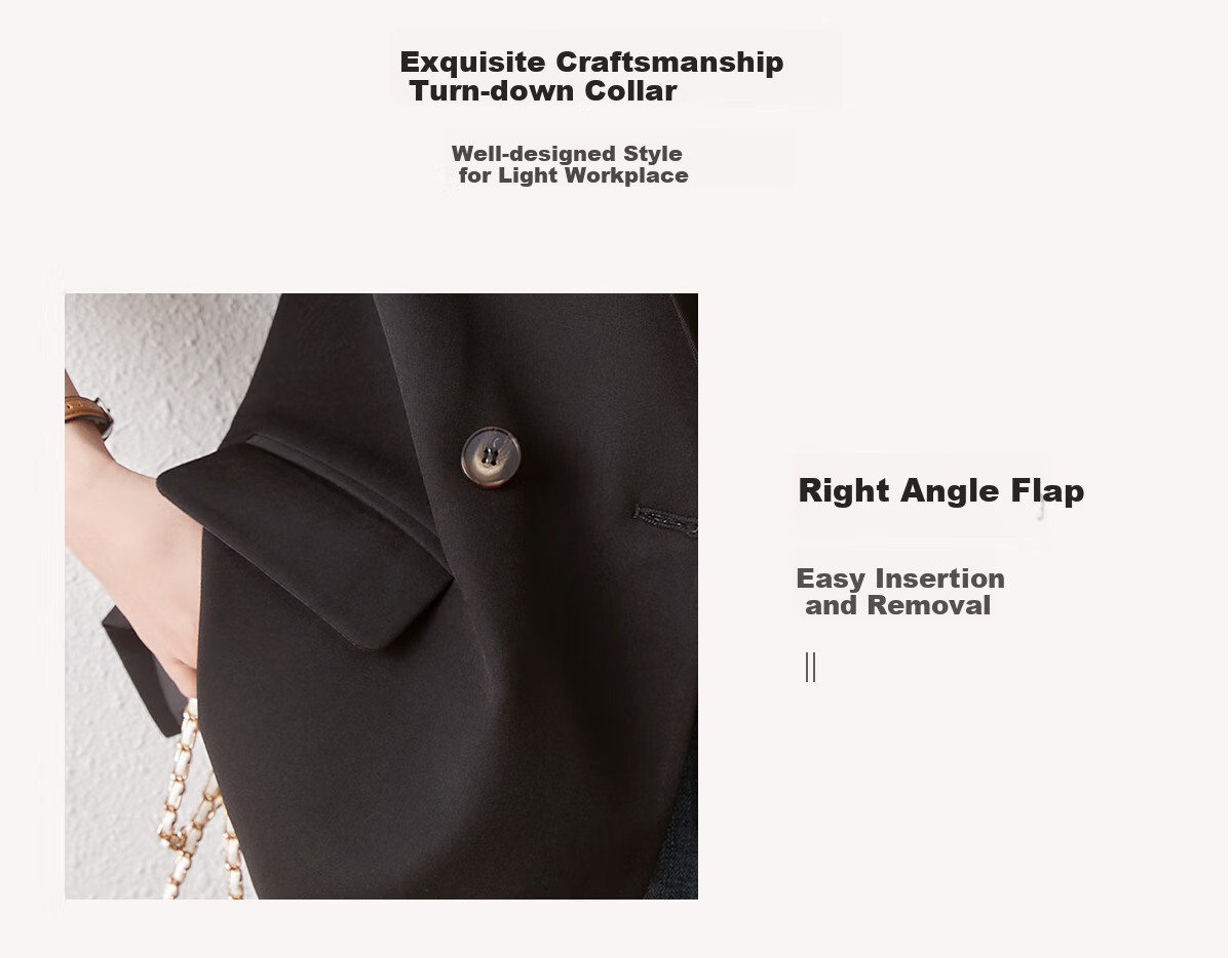 Chushen Spring And Autumn Small Suit for Women, Professional Commute Casual Blazer, Formal Wear S13KF4434, Black, M 4