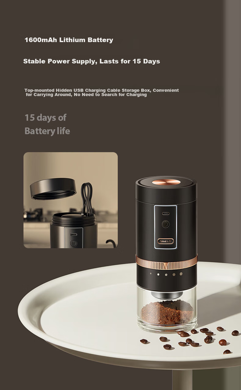 SIMELO Electric Coffee Grinder, Portable Outdoor And Home Automatic Coffee Bean Grinder, Birthday Gift 7