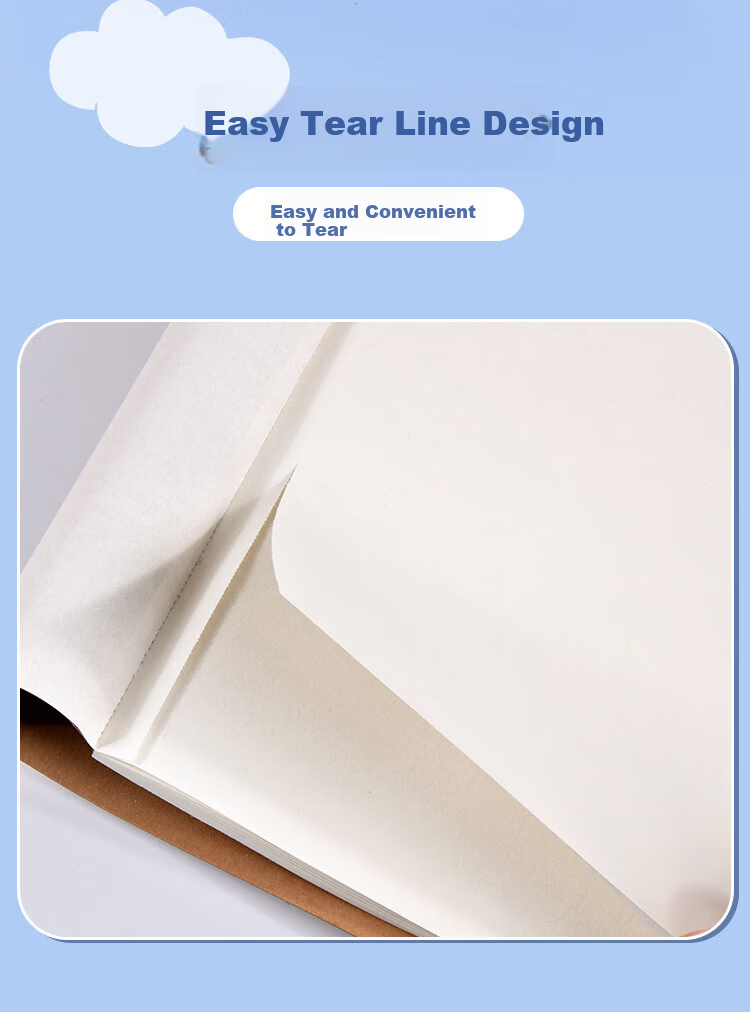 BOJIAO Children's A4 Sketchbook, Glue-Bound Kraft Paper, Thick Drawing Pad, Kindergarten And Elementary School Student Art Paper, Doodle Book, A4 Size [50 Sheets/book] Pack of 4 9