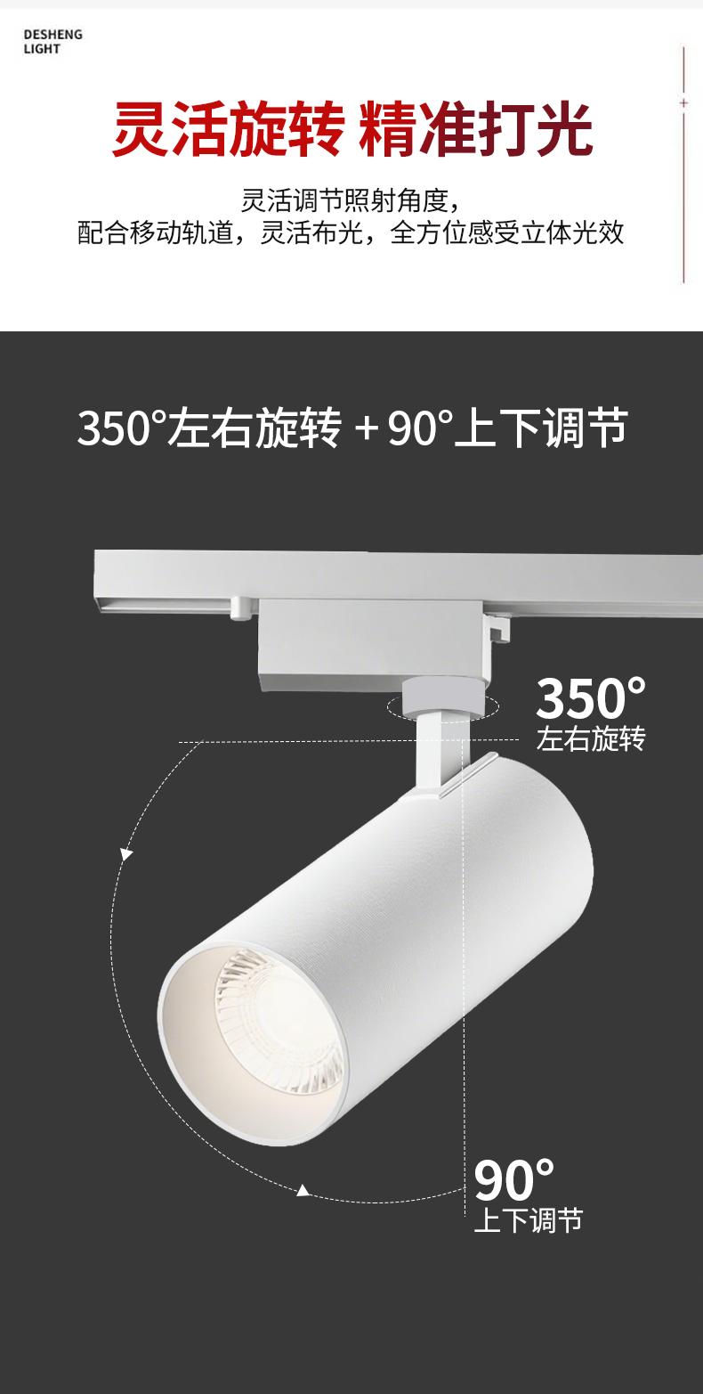 Deyan Surface Mounted Track Light Super Bright LED Spotlight for Clothing Store Showroom Background Wall Track Light Three Colors Optional Ceiling Recessed Light 30W Black 4000K 3