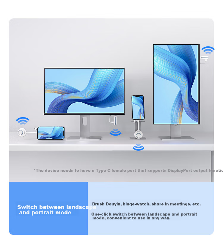 Horion [Wujie 2S] HDMI Wireless Screen Mirroring Device, 4K Screen Casting Adapter, Compatible with Office Laptops, Desktop Computers, Smartphones, TV Display Projection, USB+C Dual Port HG-2S Kit 15