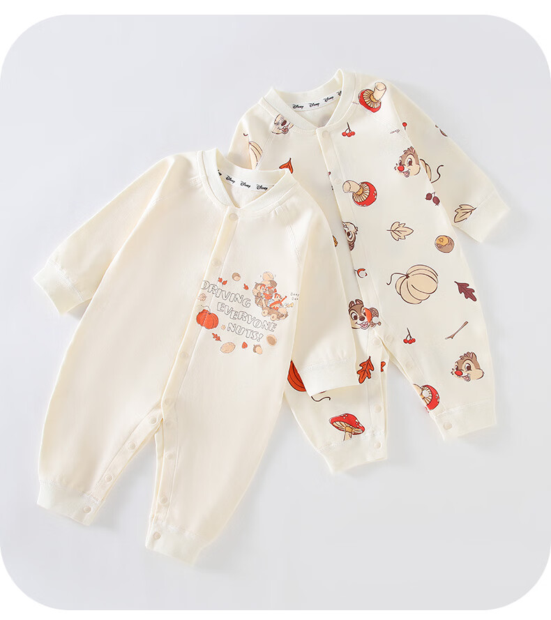Disney Baby Newborn Romper Spring Autumn A-Class Cotton Full Moon 100 Days Bodysuit Pajamas 3