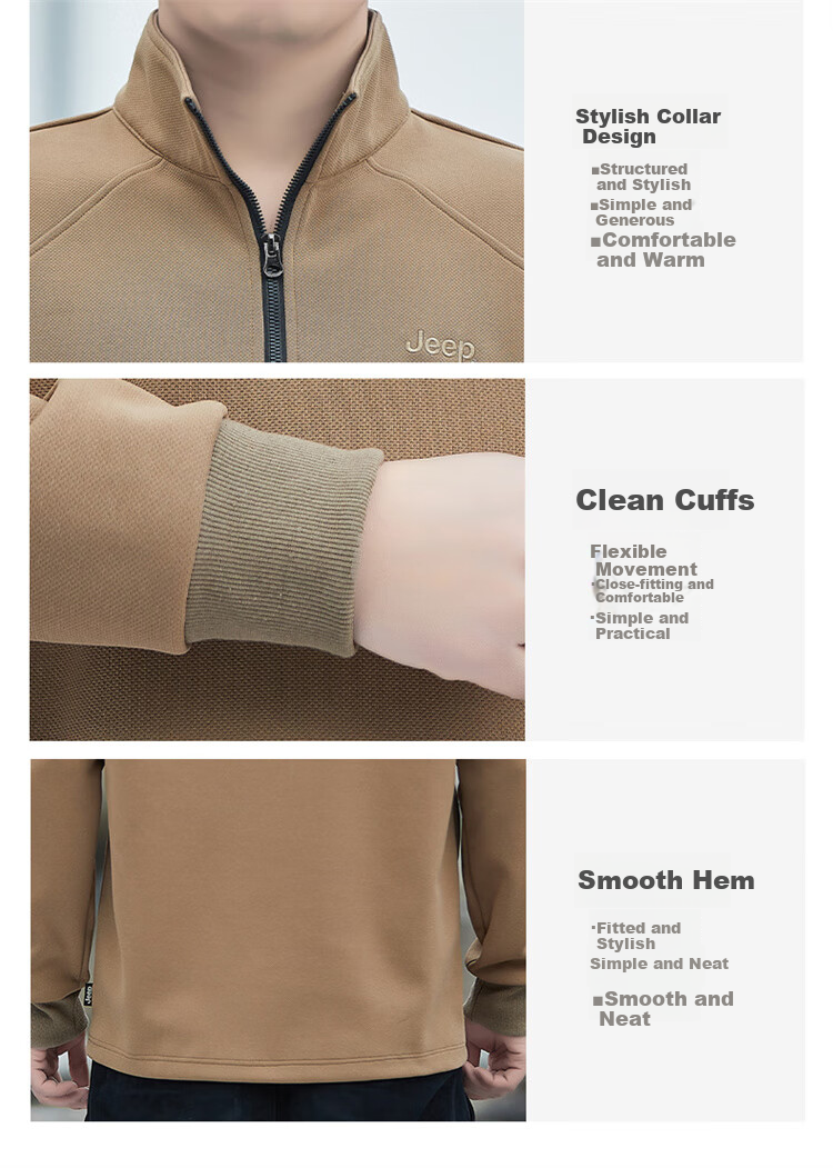 JEEP Men's Sweatshirt, Loose-Fitting Long-Sleeve T-Shirt for Spring And Autumn, Trendy Top, Base Layer, Dark Brown, M 2
